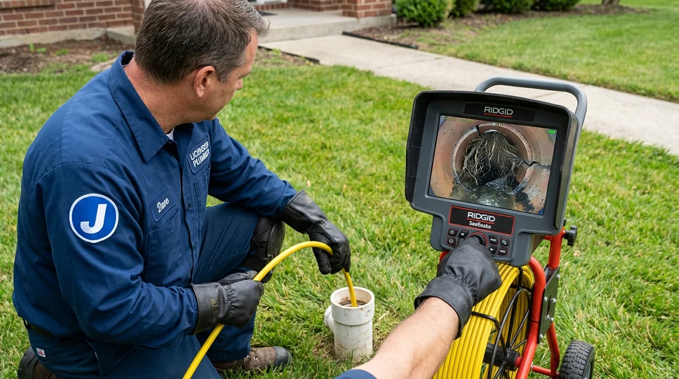 Sewer camera inspection being performed by Johns Plumbing LLC in Deer Park